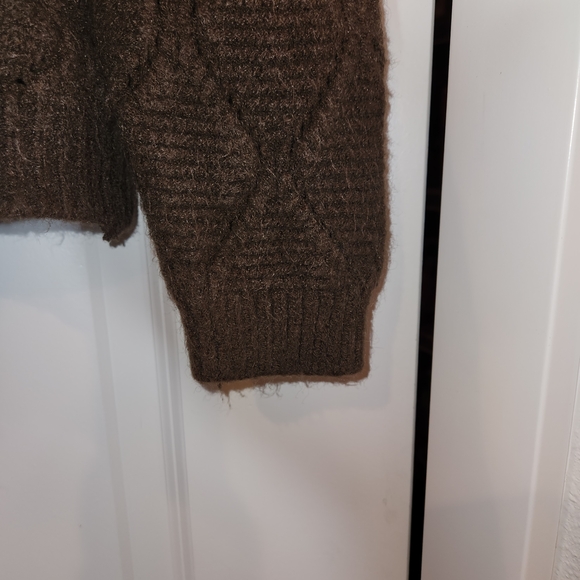Chic Happens 100% Cashmere Brown Cardigan Size L Button Front Thick Warm Plush - Picture 6 of 9